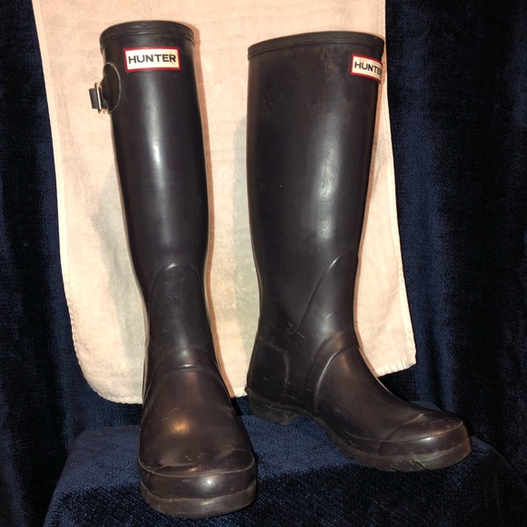 dark purple knee high boots